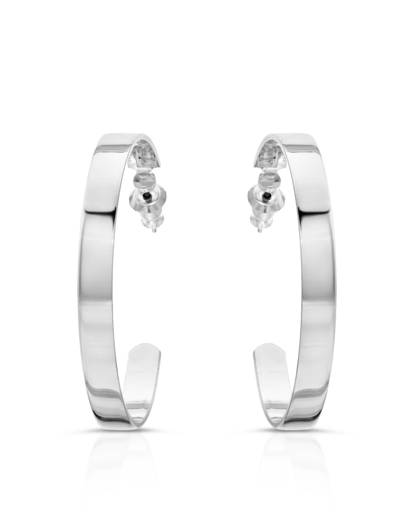 Front of a size one-size-fits-all 1.5" Isla Hoops Silver in Silver by Eklexic. | dia_product_style_image_id:282775